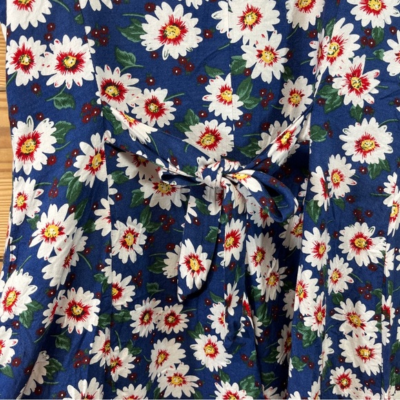 Vtg 90s No Boundaries Romper Small Blue Floral Button Up Tie Back Rayon B155 - Picture 9 of 11